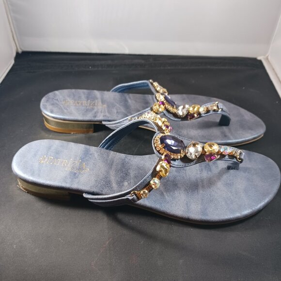 Patrizia By Spring Step Jeweled Blue Thong Sandal size 40 / US size 9 - Picture 2 of 10